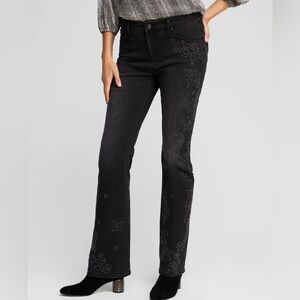 Chico’s So Slimming Girlfriend Studded Flare Jeans-size 2.5 or 14R